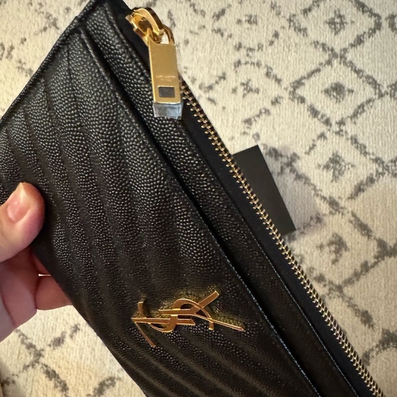 Authentic YSL Monogram Small Ziptop Bill Pouch in Grained Leather - Picture 6 of 14